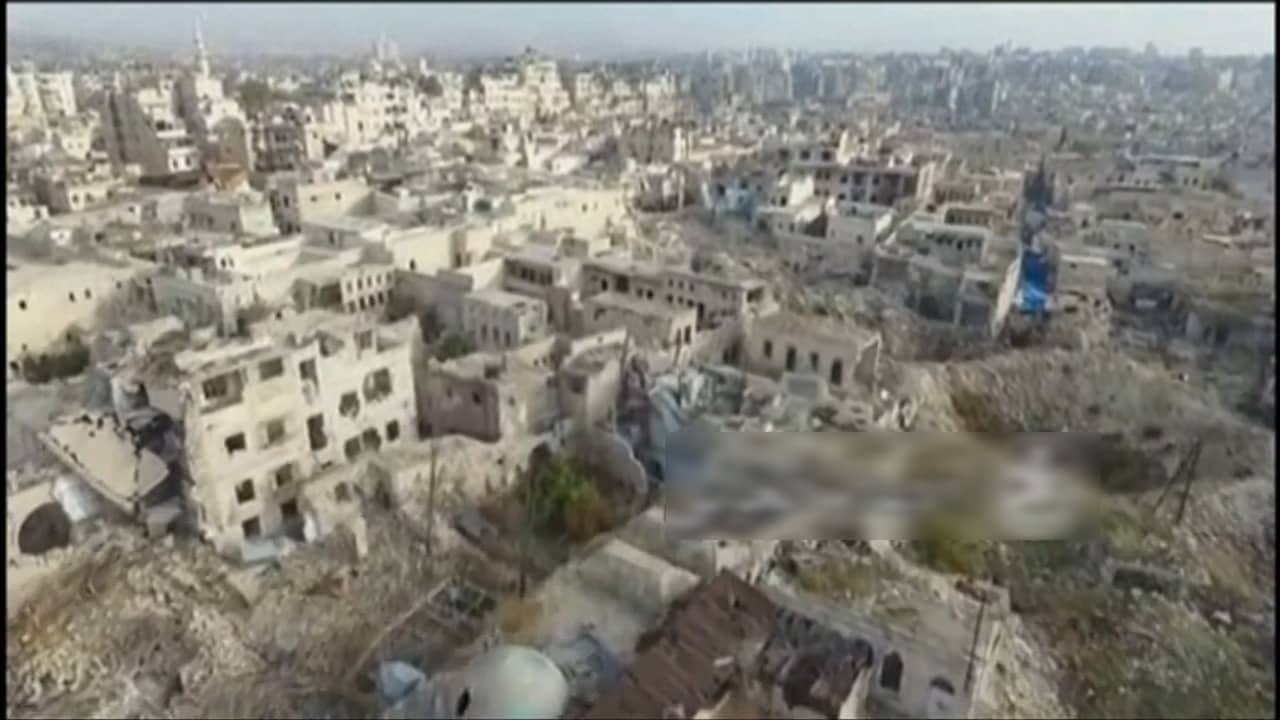 Beeld uit video: Dronebeelden tonen destructie Aleppo
