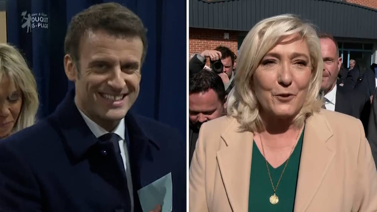Beeld uit video: Macron en Le Pen nek-aan-nek bij Franse presidenstverkiezing