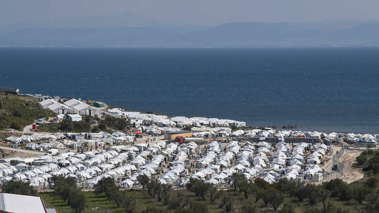 Een vluchtelingenkamp op het Griekse eiland Lesbos.