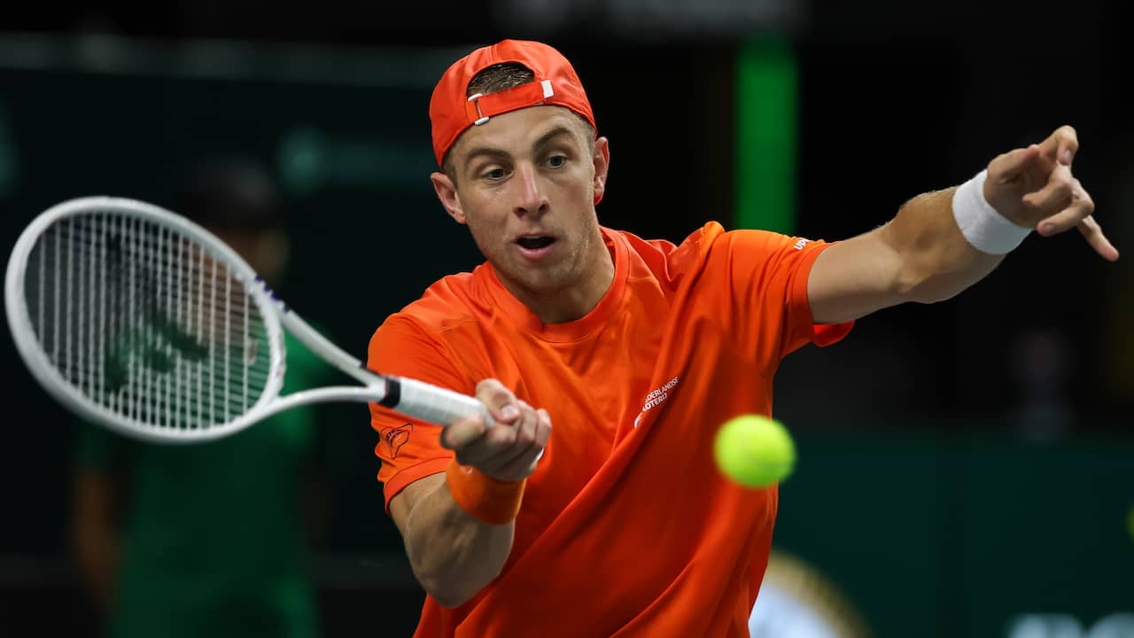 Beeld uit video: Samenvatting: Griekspoor stunt in Davis Cup tegen Tiafoe