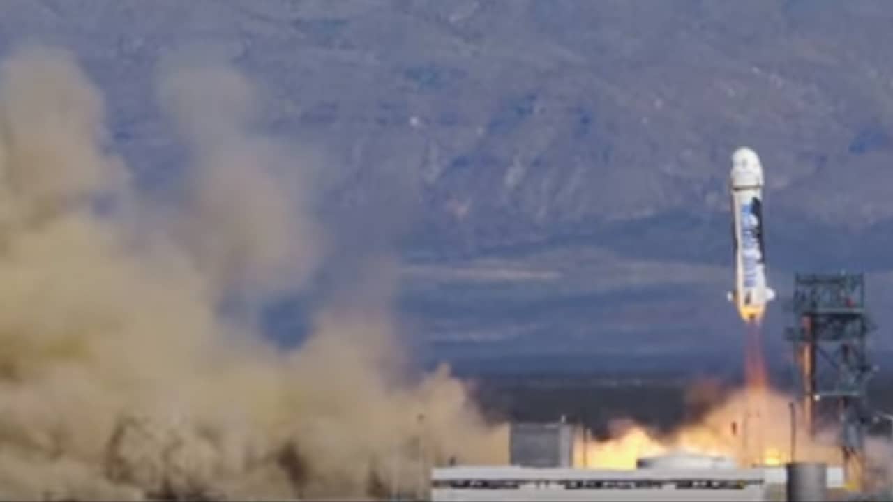 Beeld uit video: Ruimtebedrijf Blue Origin slaagt erin raket opnieuw te gebruiken