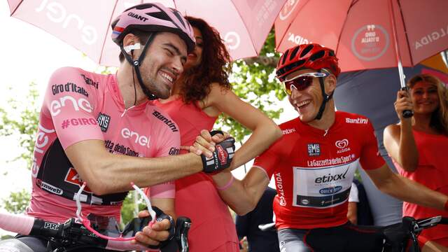 Tom Dumoulin en Marcel Kittel tijdens de Giro van 2016.