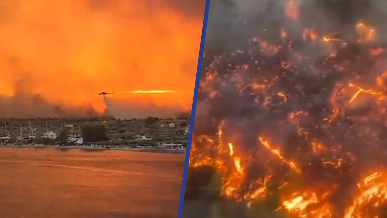 Beeld uit video: Hulpdiensten bestrijden bosbranden op Grieks eiland Evia
