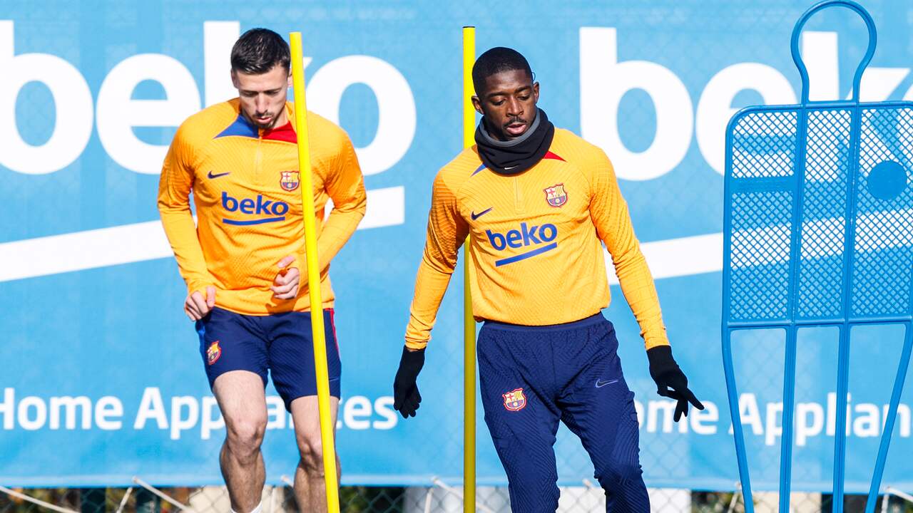 Ousmane Dembélé tijdens een training bij FC Barcelona.