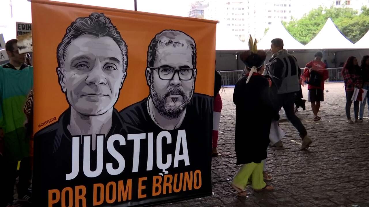 Beeld uit video: Protest in Brazilië na moord op journalist en onderzoeker