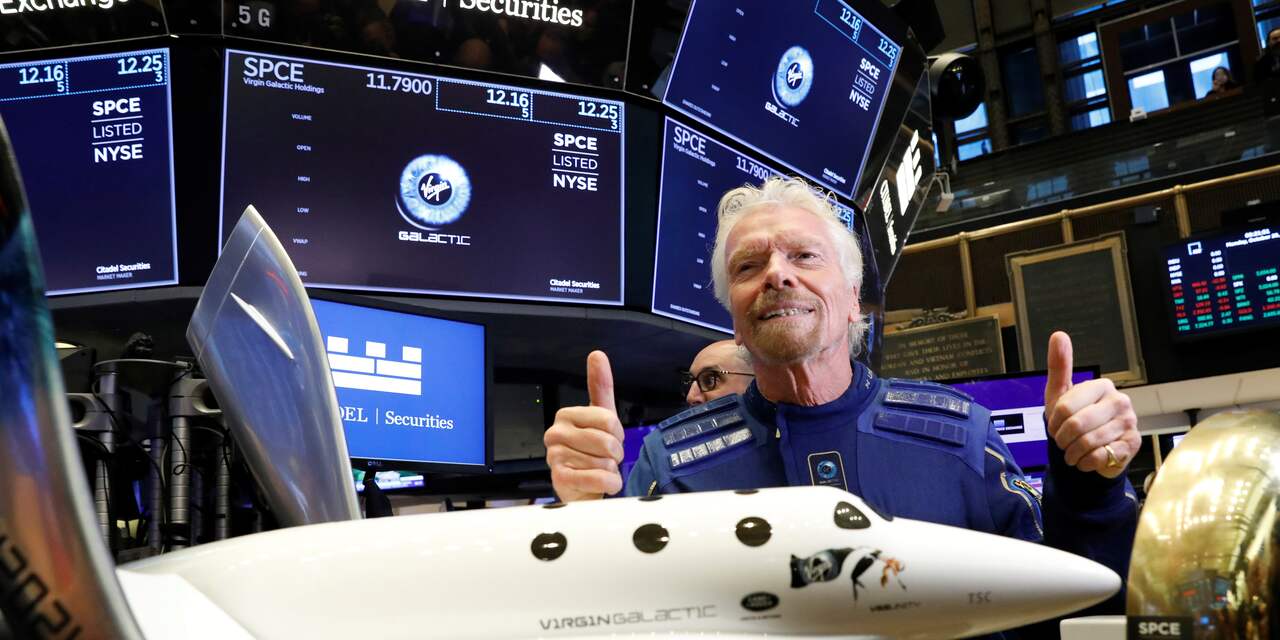 Beurskoers van Bransons Virgin Galactic stijgt flink op eerste beursdag