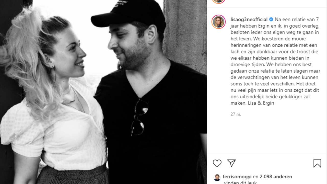 Via Instagram maakt het stel bekend uit elkaar te zijn. (Foto: Instagram/Lisa Vol)