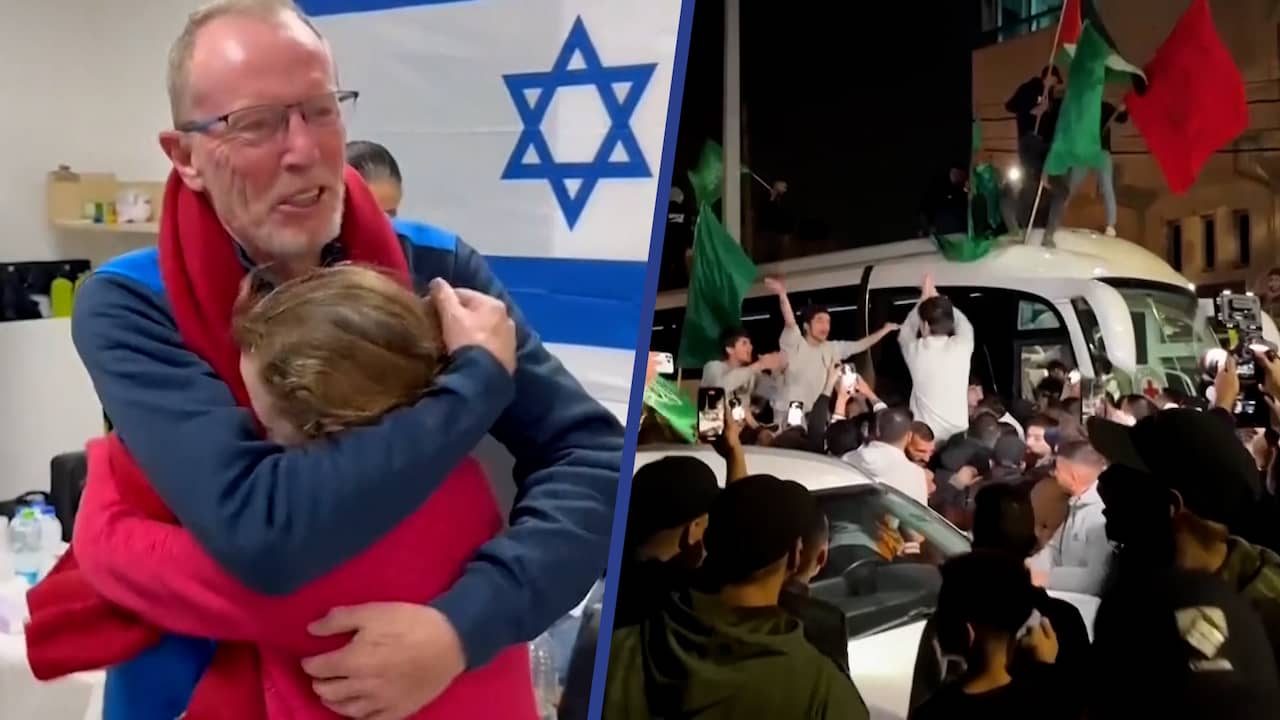 Beeld uit video: Emotioneel weerzien na Israëlische en Palestijnse gevangenenruil