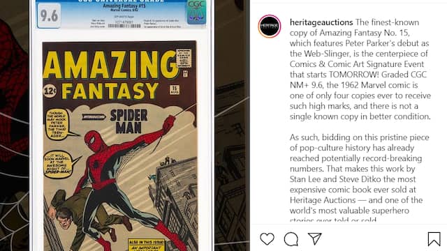 Het exemplaar van Amazing Fantasy #15. (Instagram/Heritage Auctions)