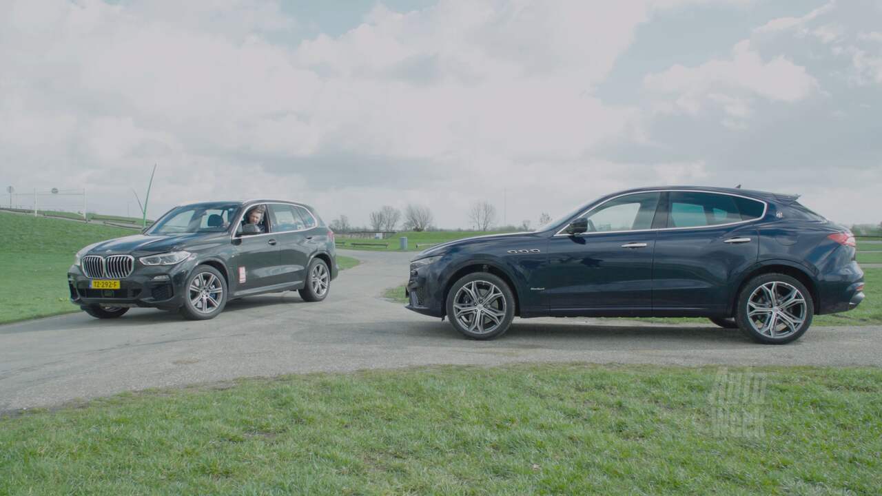 Beeld uit video: Eerste dubbeltest: BMW X5 tegen de Maserati Levante