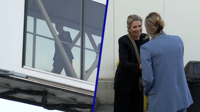 Koningin Máxima komt via vliegtuigslurf aan op Colombiaans vliegveld