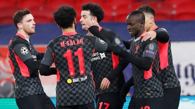 Liverpool viert een doelpunt tegen RB Leipzig.