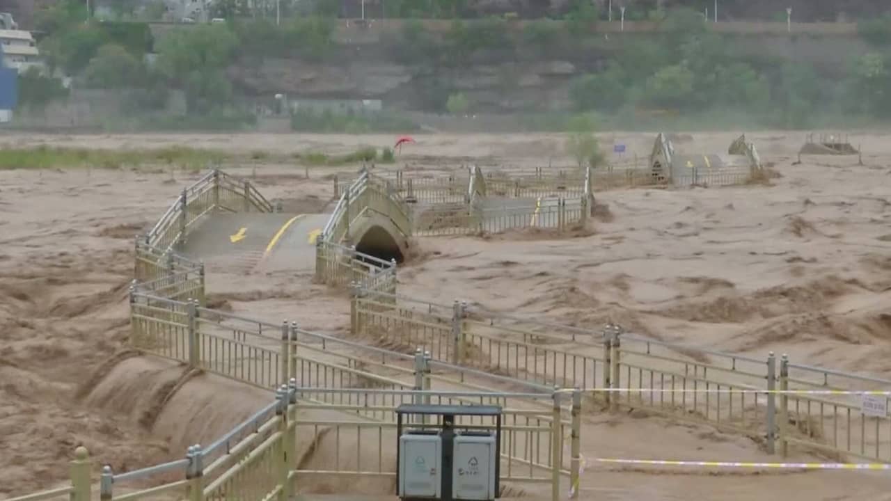 Overstroming Gele Rivier China bereikt hoogtepunt
