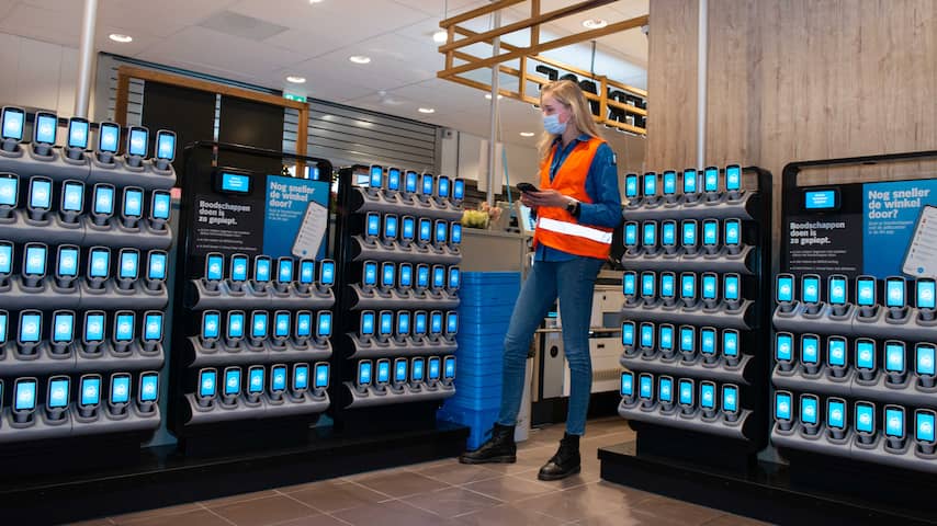 Handscanner bij de Albert Heijn supermarkt