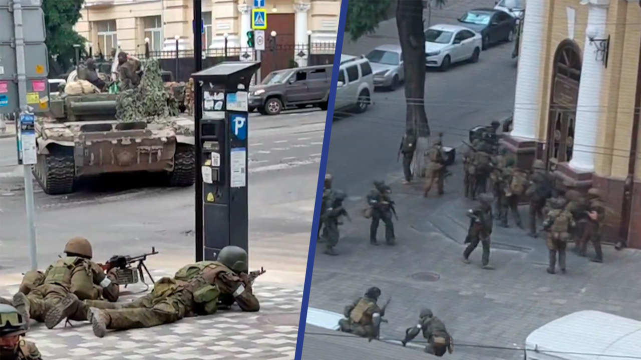 Still from video: Wagner Group surrounds Russian military headquarters