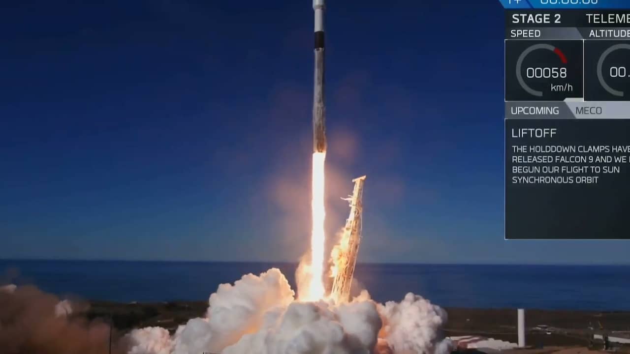 Beeld uit video: Eerste trap Falcon 9-raket van SpaceX voor derde keer geland
