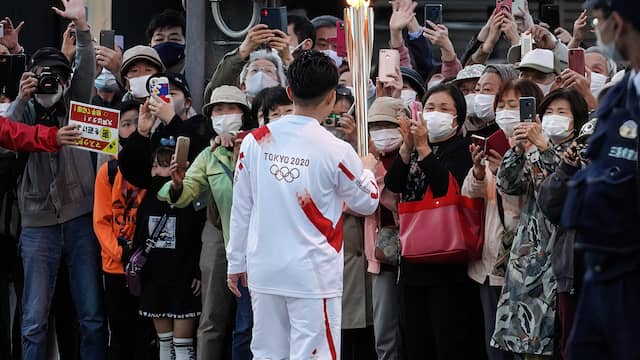 De fakkelestafette met de olympische vlam is vorige maand onder strenge voorwaarden gestart in Japan.