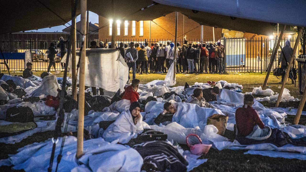 Earlier this month, the shelter in Ter Apel was so full that people had to sleep outside.  This photo is from July 14.