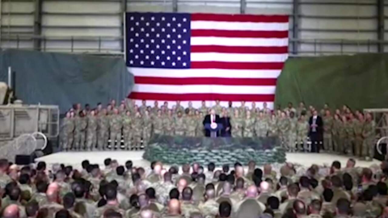 Beeld uit video: Trump prijst VS-troepen Afghanistan: 'Taliban willen deal door jullie'