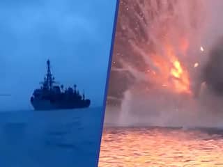 Oekraïne deelt beelden van droneaanval op Russisch schip