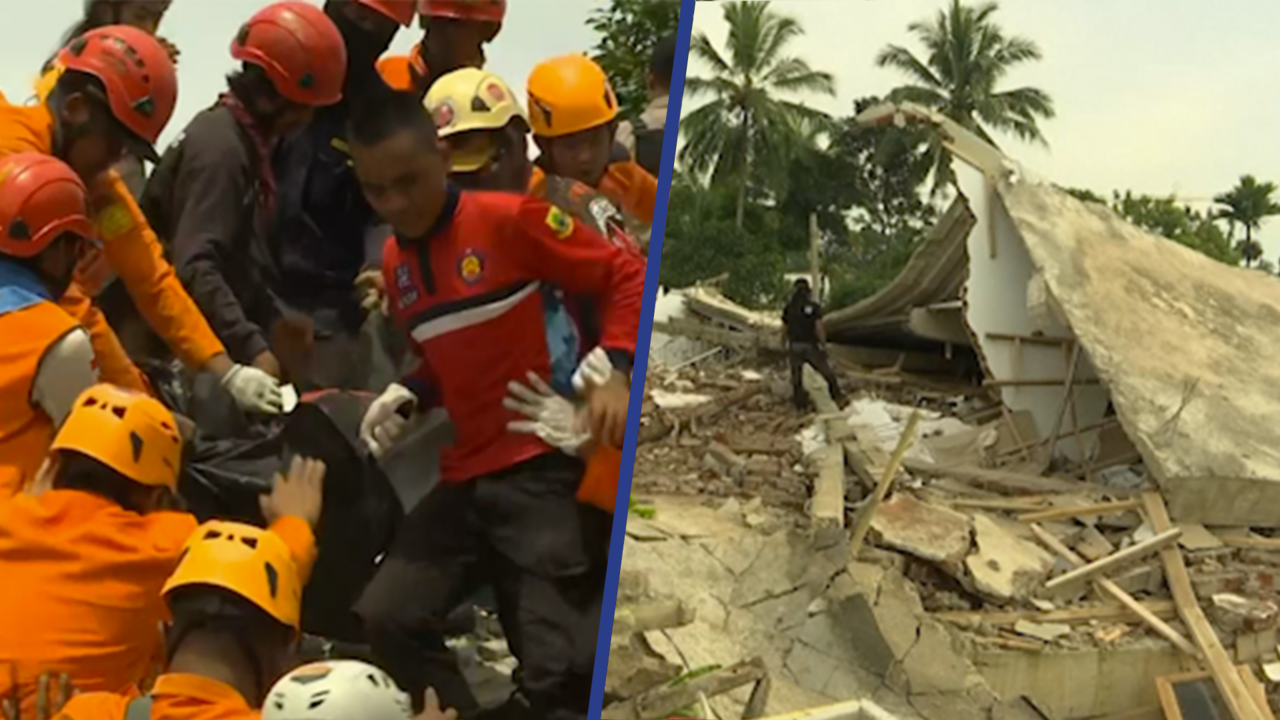 Beeld uit video: Hulpdiensten treffen ravage aan op Java na verwoestende aardbeving