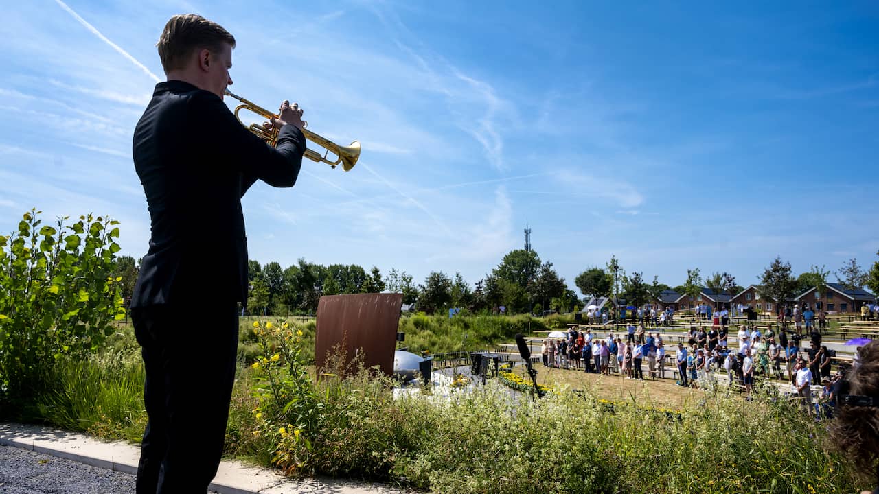 A trumpeter during the memorial.