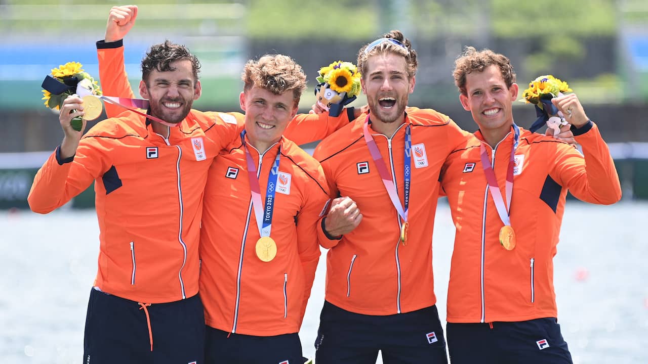 Dubbelvier mannen roeit naar eerste Nederlandse goud op Spelen in Tokio | NU - laatste nieuws het op NU.nl