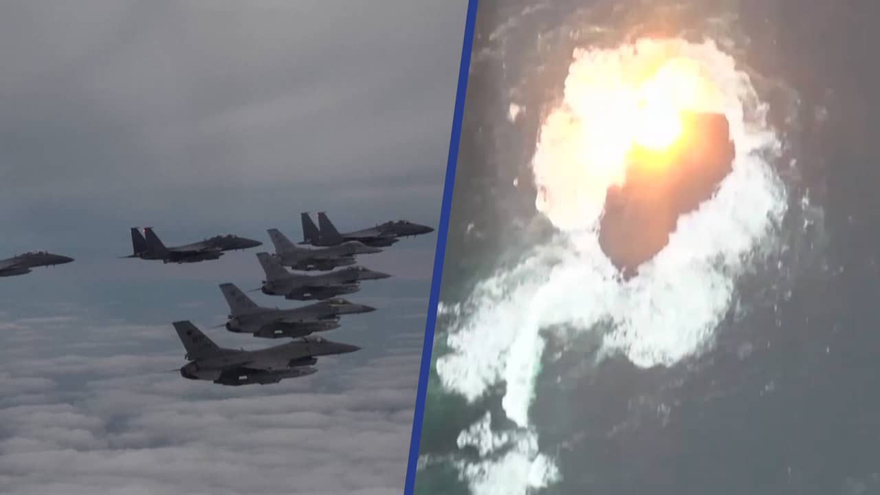 Beeld uit video: Zuid-Korea en VS doen militaire oefening na raketlanceringen Noord-Korea