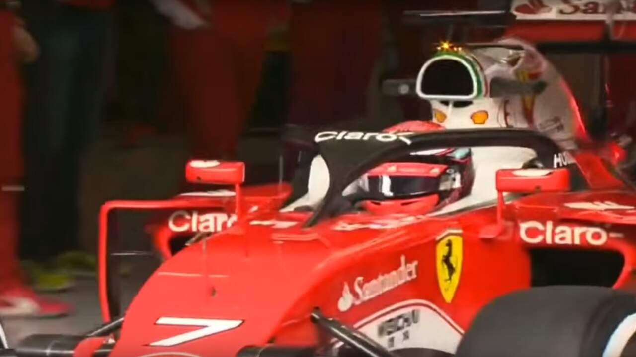 Raikkonen test met gedeeltelijk gesloten Halo-cockpit