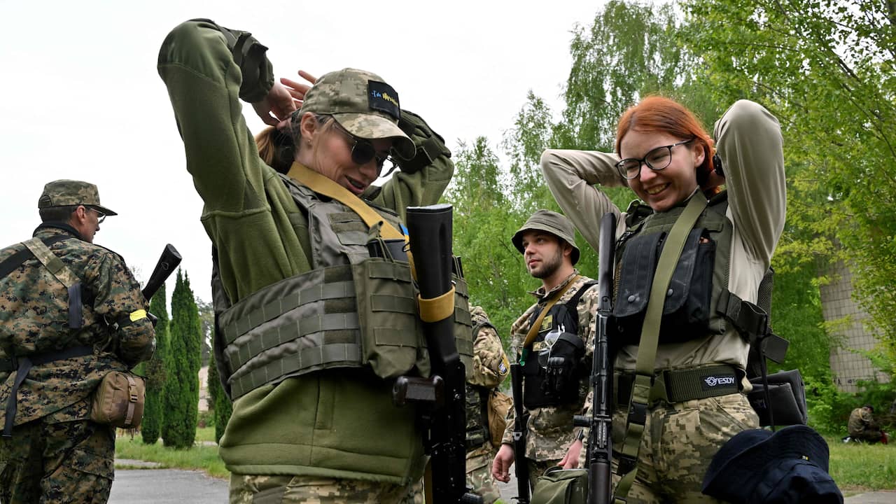 Ukrainian soldiers earlier this week after training just outside Kyiv.  The martial law gives the army more extensive rights.