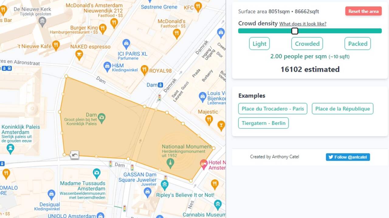 Het online hulpmiddel MapChecking helpt je berekenen hoeveel mensen in een bepaald gebied kunnen staan.